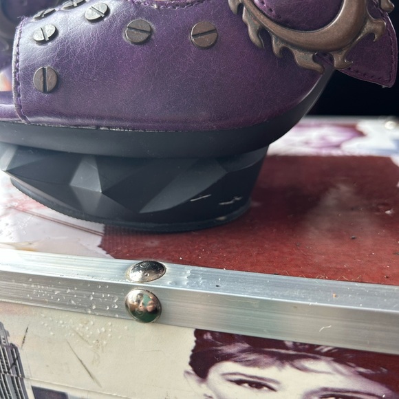 HADES  steampunk butterfly Purple Studded Heels - Picture 9 of 10